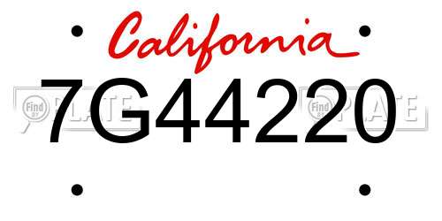7G44220 California License Plate