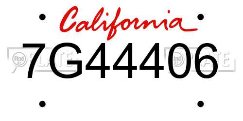 7G44406 California License Plate