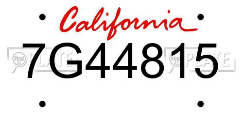 7G44815 California License Plate