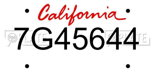7G45644 California License Plate