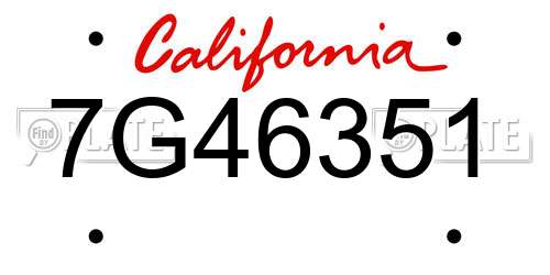 7G46351 California License Plate