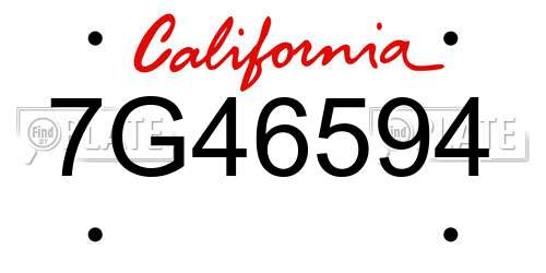 7G46594 California License Plate