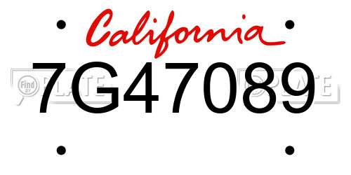 7G47089 California License Plate