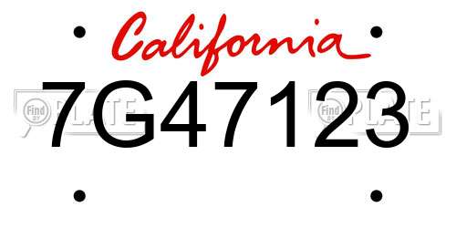 7G47123 California License Plate