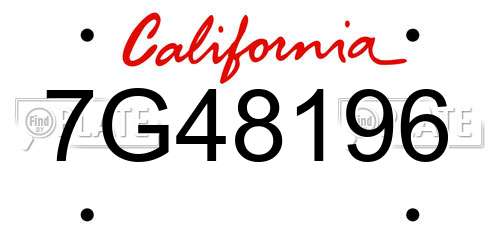 7G48196 California License Plate