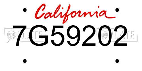 7G59202 California License Plate
