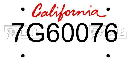 7G60076 California License Plate