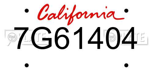 7G61404 California License Plate