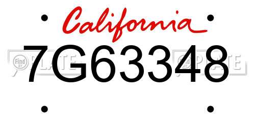 7G63348 California License Plate