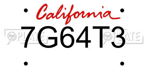 7G64T3 California License Plate