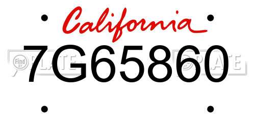 7G65860 California License Plate