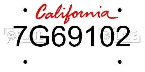 7G69102 California License Plate