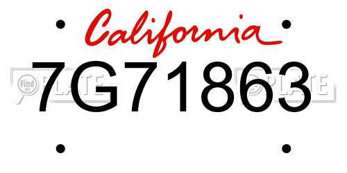 7G71863 California License Plate