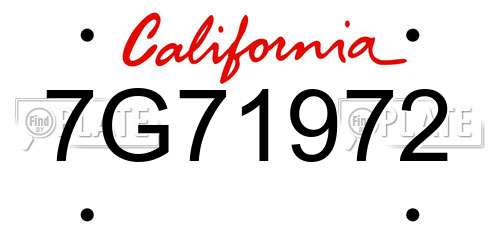 7G71972 California License Plate