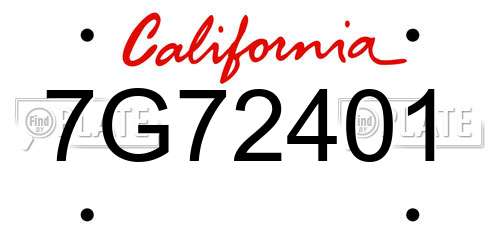 7G72401 California License Plate