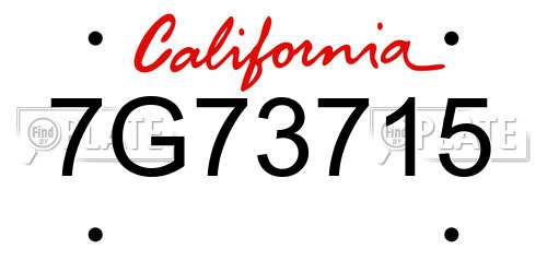 7G73715 California License Plate