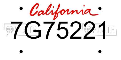 7G75221 California License Plate