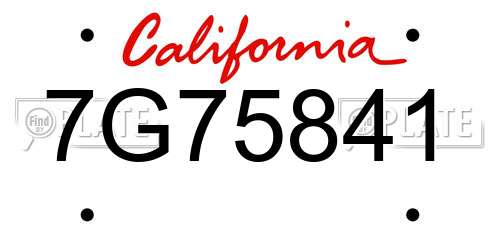 7G75841 California License Plate