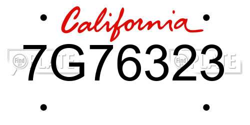 7G76323 California License Plate