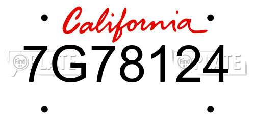 7G78124 California License Plate