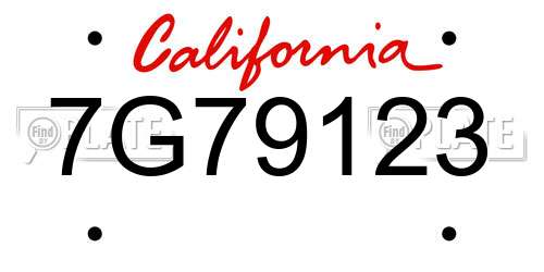 7G79123 California License Plate