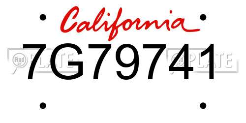 7G79741 California License Plate