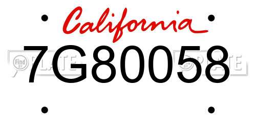 7G80058 California License Plate