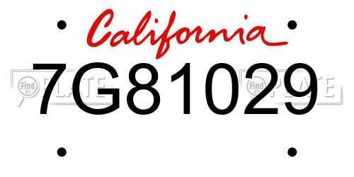 7G81029 California License Plate