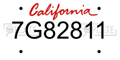 7G82811 California License Plate