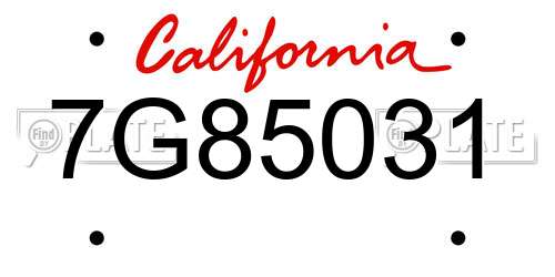 7G85031 California License Plate