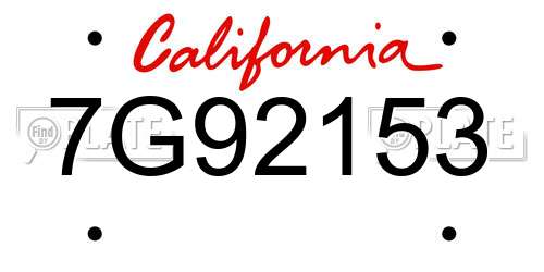 7G92153 California License Plate