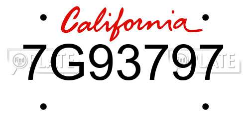 7G93797 California License Plate