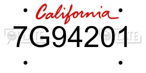 7G94201 California License Plate