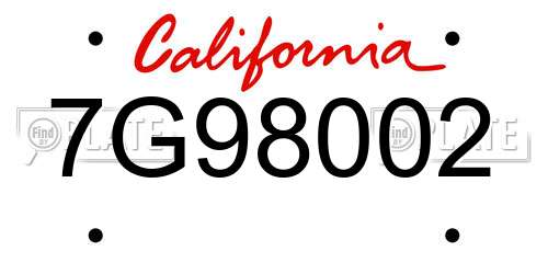 7G98002 California License Plate
