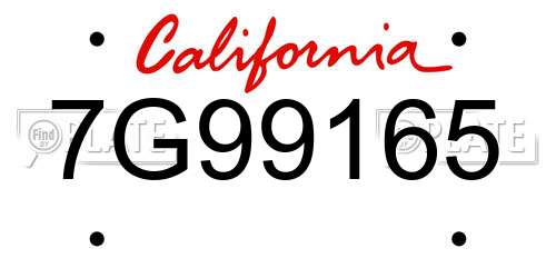 7G99165 California License Plate