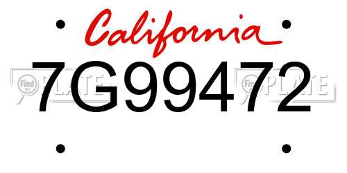 7G99472 California License Plate