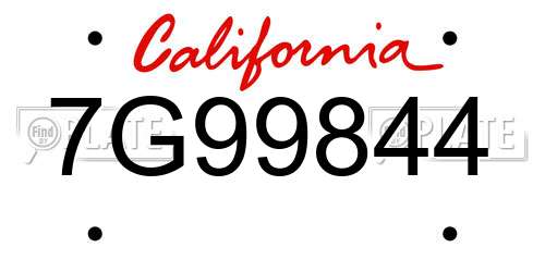 7G99844 California License Plate