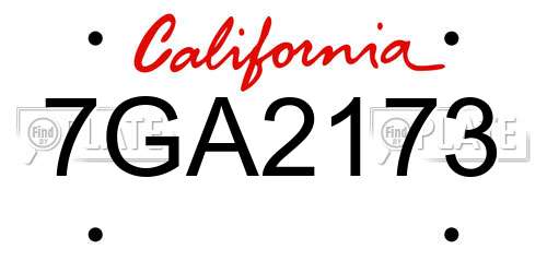 7GA2173 California License Plate