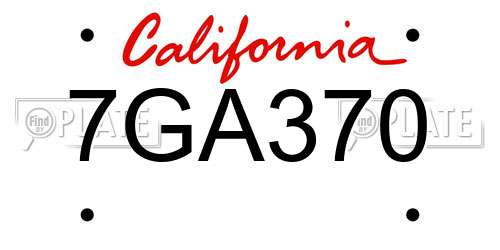 7GA370 California License Plate