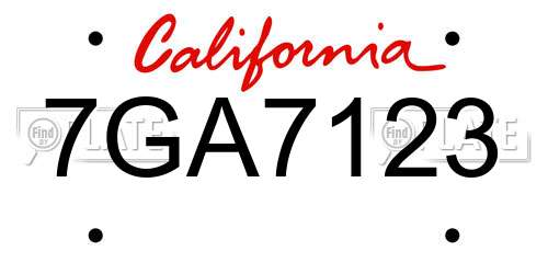 7GA7123 California License Plate