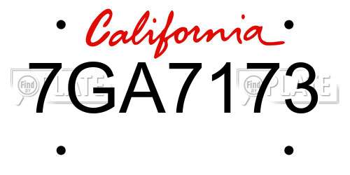 7GA7173 California License Plate