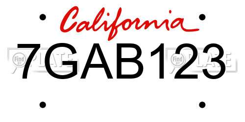 7GAB123 California License Plate
