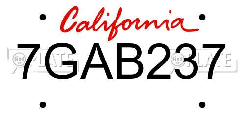 7GAB237 California License Plate