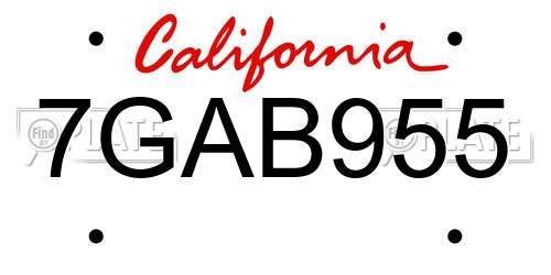 7GAB955 California License Plate