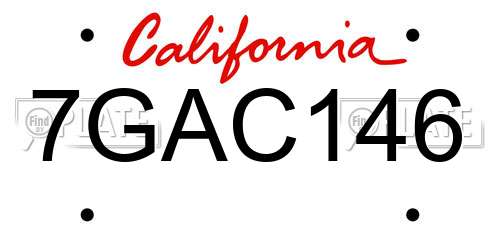7GAC146 California License Plate