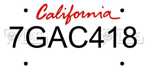 7GAC418 California License Plate