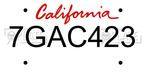 7GAC423 California License Plate