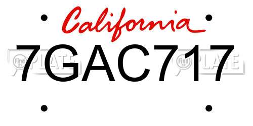 7GAC717 California License Plate