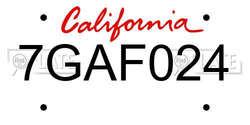 7GAF024 California License Plate