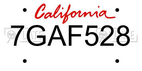 7GAF528 California License Plate